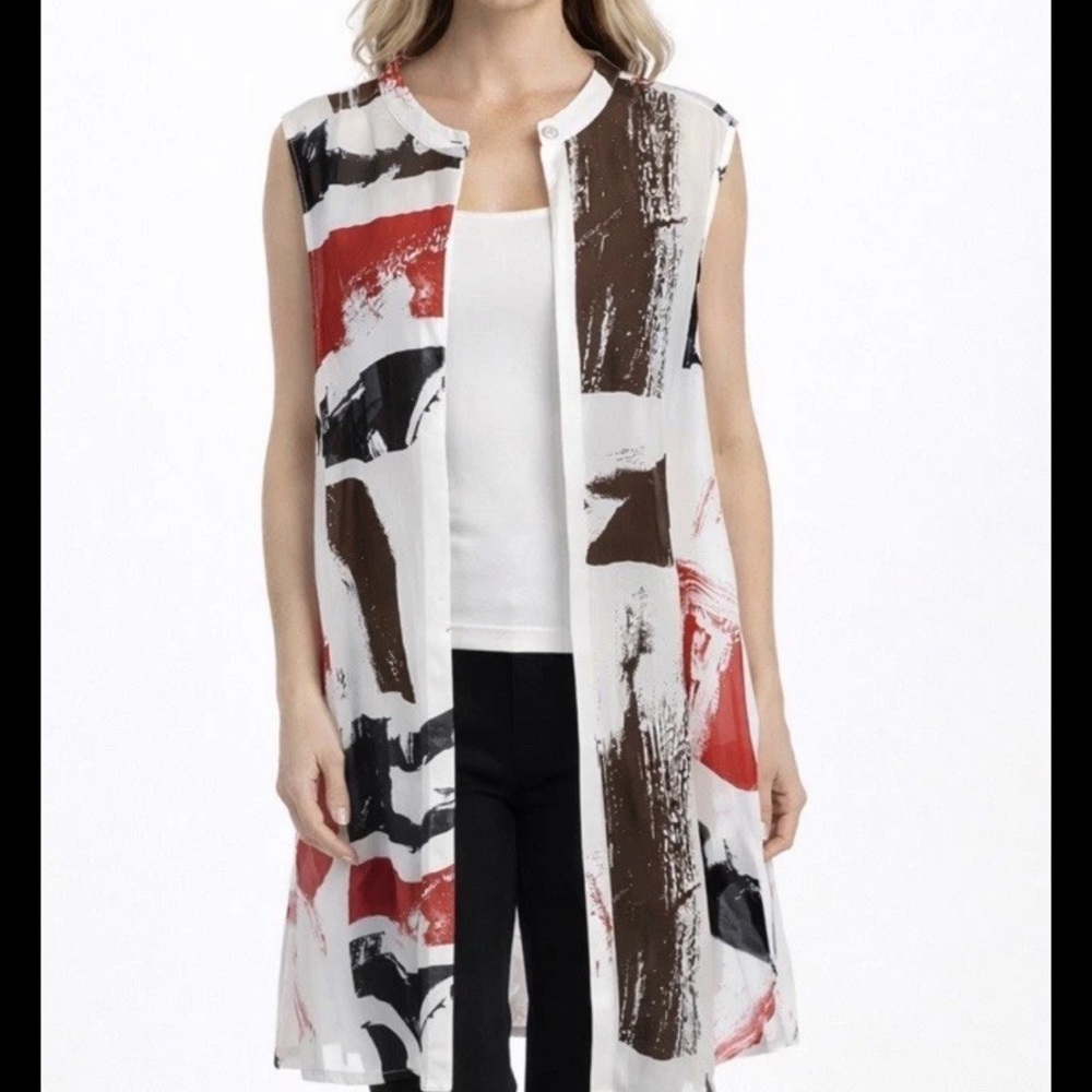 Liz Claiborne XL Sheer Abstract Tunic Top